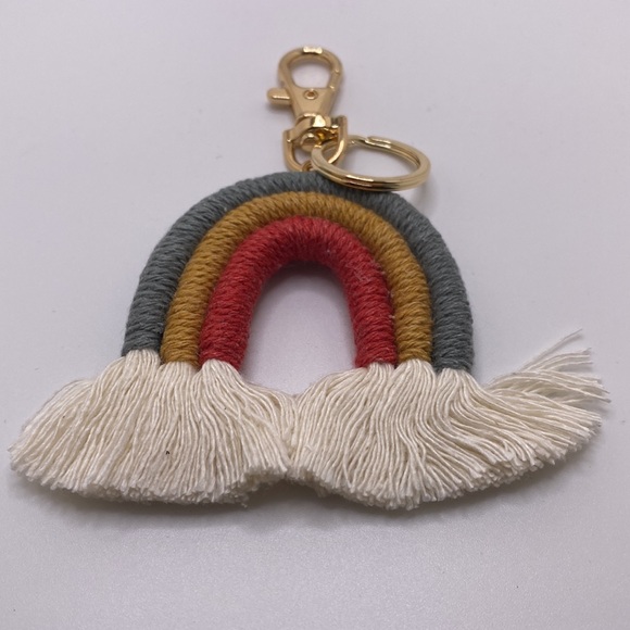 Bohemian Macrame Rainbow Handmade Weaving Tassel Keychains (2) - Picture 4 of 7
